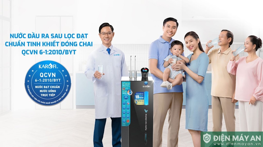 Máy lọc nước RO nóng nguội lạnh Hydro-ion kiềm Karofi KAE-S86 12 lõi